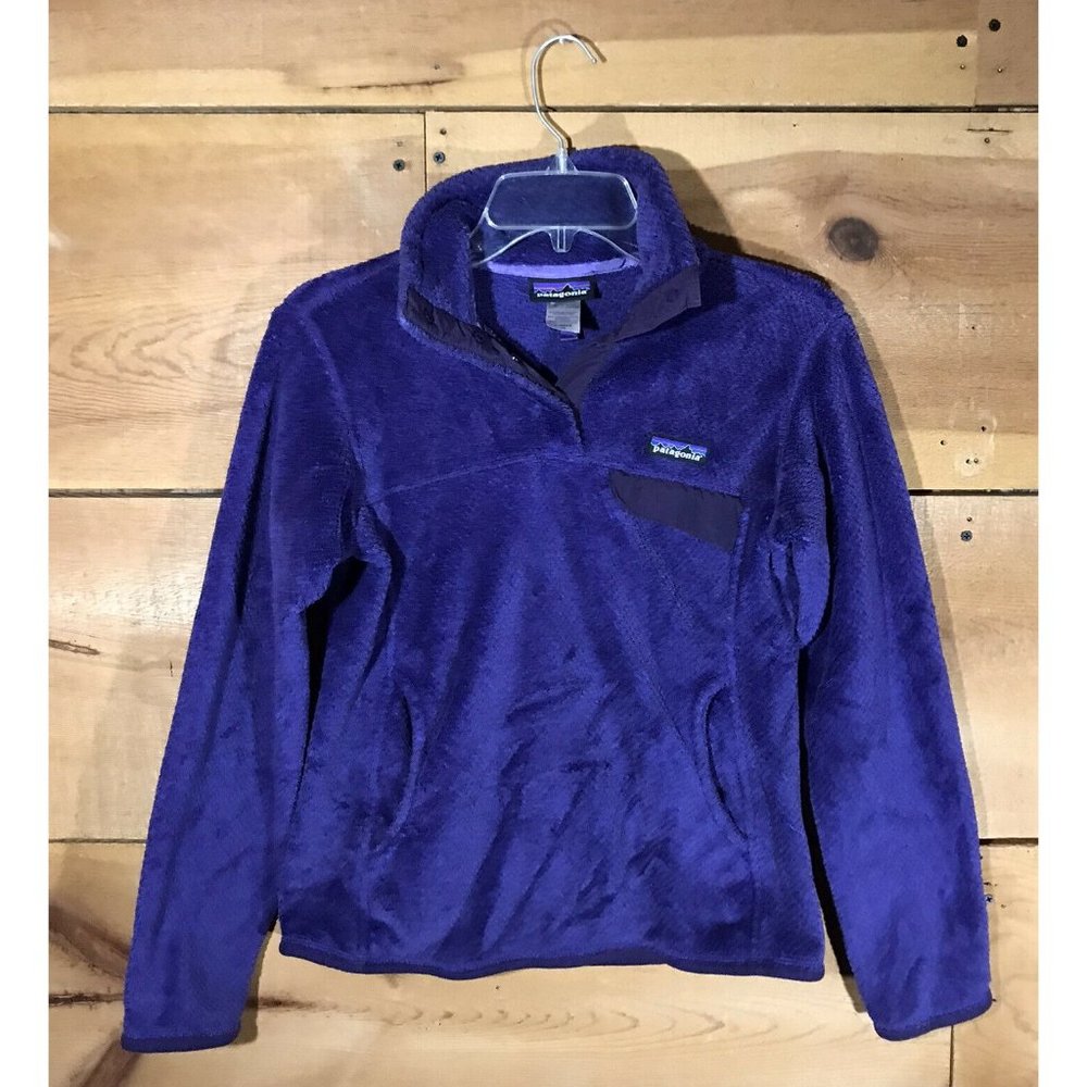 Patagonia 1/4 Button Pullover Fleece Jacket Coat Womens Size XS T-Snap Purple - Picture 1 of 10